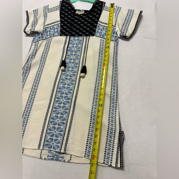 SEA EMBROIDERED MINI DRESS Ivory and Navy Blue - Picture 3 of 10